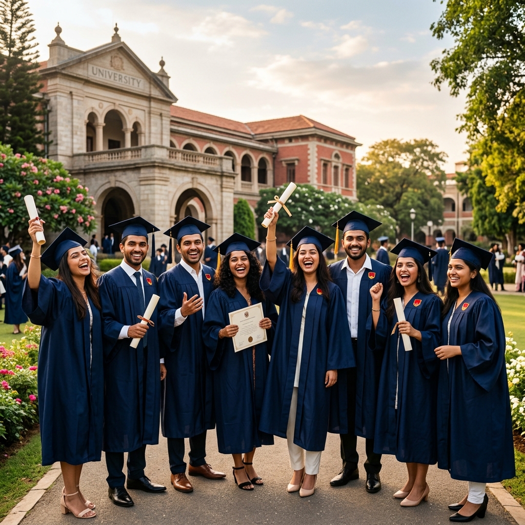 University students celebrating graduation